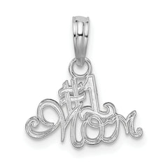 De-Ani Sterling Silver Rhodium-plated Polished #1 MOM Script Pendant