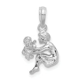 De-Ani Sterling Silver Rhodium-Plated Polished 3D Mother and Baby Pendant