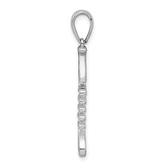 De-Ani Sterling Silver Rhodium-Plated Polished 3D Enameled Fishbone Pendant