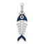 De-Ani Sterling Silver Rhodium-Plated Polished 3D Enameled Fishbone Pendant