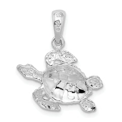 De-Ani Sterling Silver Rhodium-Plated Polished Enameled Sea Turtle Pendant
