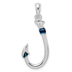De-Ani Sterling Silver Rhodium-Plated Polished 3D Enameled Fish Hook Pendant