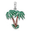 De-Ani Sterling Silver Rhodium-Plated Polished Enameled Palm Trees Pendant