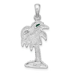 De-Ani Sterling Silver Rhodium-Plated Polished Enameled Palmetto Pendant
