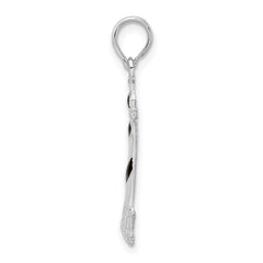 De-Ani Sterling Silver Rhodium-Plated Enameled Cape Hatteras Lighthouse Pendant