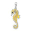 De-Ani Sterling Silver Rhodium-Plated 3D Enameled Yellow Seahorse Pendant