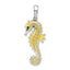 Enameled Seahorse Pendant in Sterling Silver, 35mm - Sophia Jewelers