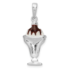 De-Ani Sterling Silver Rhodium-Plated Enameled Chocolate Sundae Pendant