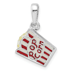 De-Ani Sterling Silver Rhodium-Plated 3D Enameled Bag of Popcorn Pendant