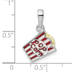 De-Ani Sterling Silver Rhodium-Plated 3D Enameled Bag of Popcorn Pendant
