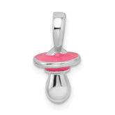 De-Ani Sterling Silver Rhodium-Plated 3D Pink Enameled Pacifier Pendant