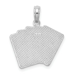 De-Ani Sterling Silver Rhodium-Plated Enameled Cards Royal Flush Pendant