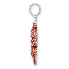 De-Ani Sterling Silver Rhodium-Plated Enameled Orange Starfish Pendant