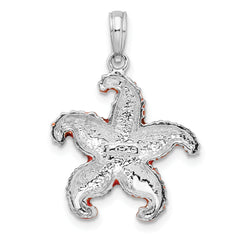 De-Ani Sterling Silver Rhodium-Plated Enameled Orange Starfish Pendant