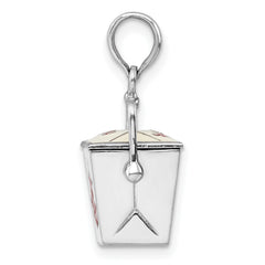 De-Ani Sterling Silver Rhodium-Plated 3D Moveable Enameled Chinese Takeout Pendant