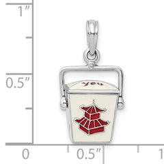De-Ani Sterling Silver Rhodium-Plated 3D Moveable Enameled Chinese Takeout Pendant