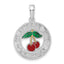 Traverse City Michigan Cherry Enamel Pendant in Sterling Silver, 27mm - Sophia Jewelers