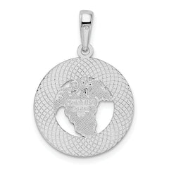 De-Ani Sterling Silver Rhodium-Plated Enameled Traverse City Michigan with Grapes Pendant