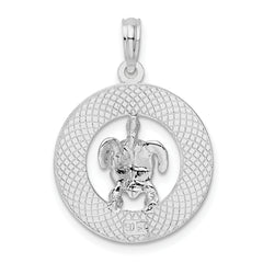 De-Ani Sterling Silver Rhodium-Plated Enameled Turks and Caicos with Turtle Pendant