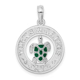 De-Ani Sterling Silver Rhodium-Plated Enameled Turks and Caicos with Turtle Pendant