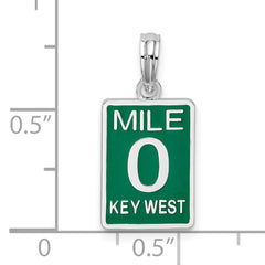 De-Ani Sterling Silver Rhodium-Plated Enameled Small Key West Mile 0 Pendant