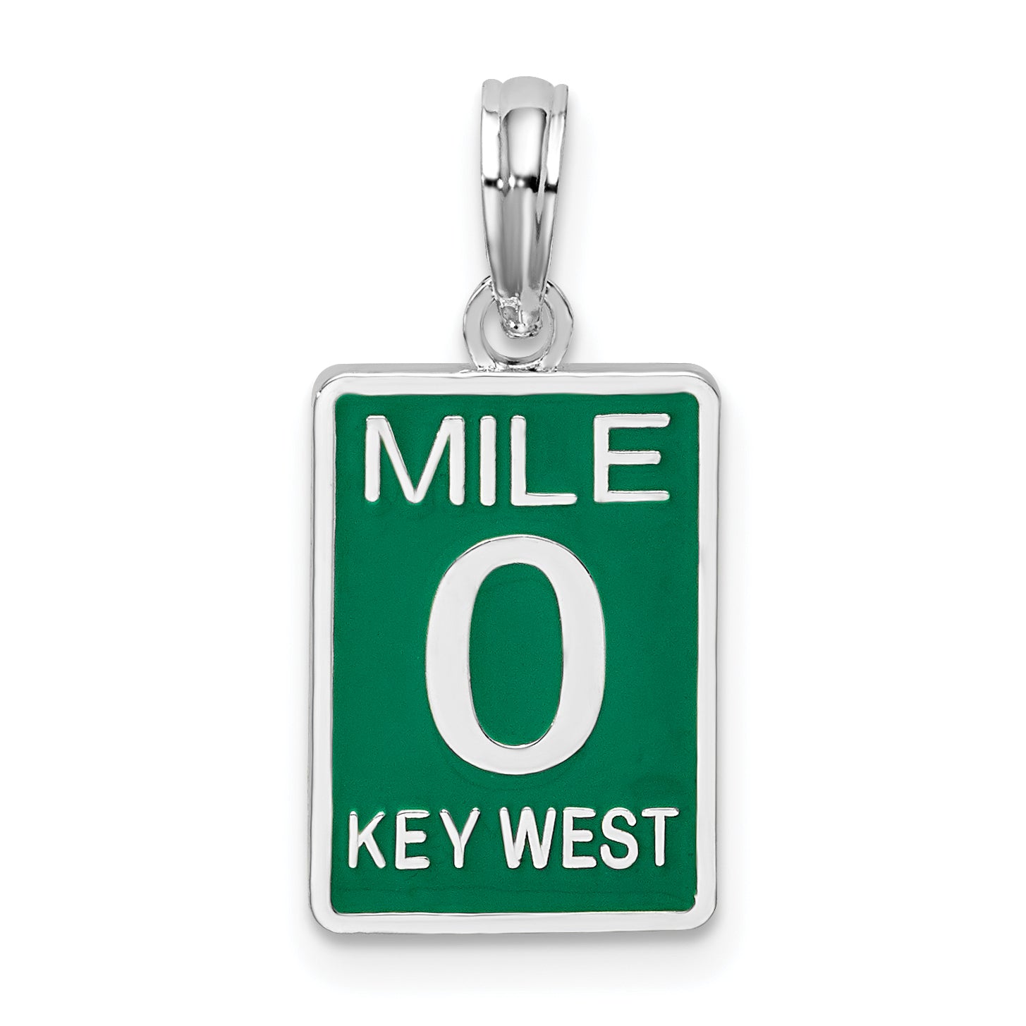 De-Ani Sterling Silver Rhodium-Plated Enameled Small Key West Mile 0 Pendant