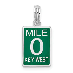 De-Ani Sterling Silver Rhodium-Plated Enameled Small Key West Mile 0 Pendant