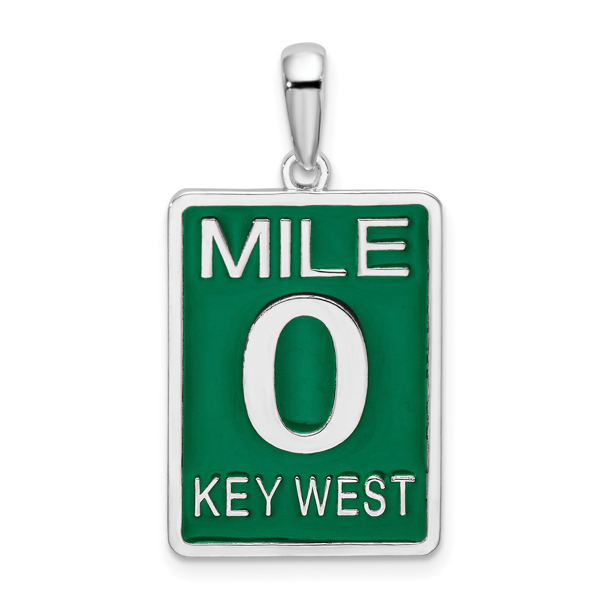 De-Ani Sterling Silver Rhodium-Plated Enameled Large Key West Mile 0 Pendant