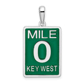 De-Ani Sterling Silver Rhodium-Plated Enameled Large Key West Mile 0 Pendant