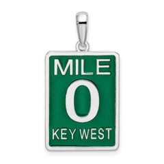 De-Ani Sterling Silver Rhodium-Plated Enameled Large Key West Mile 0 Pendant