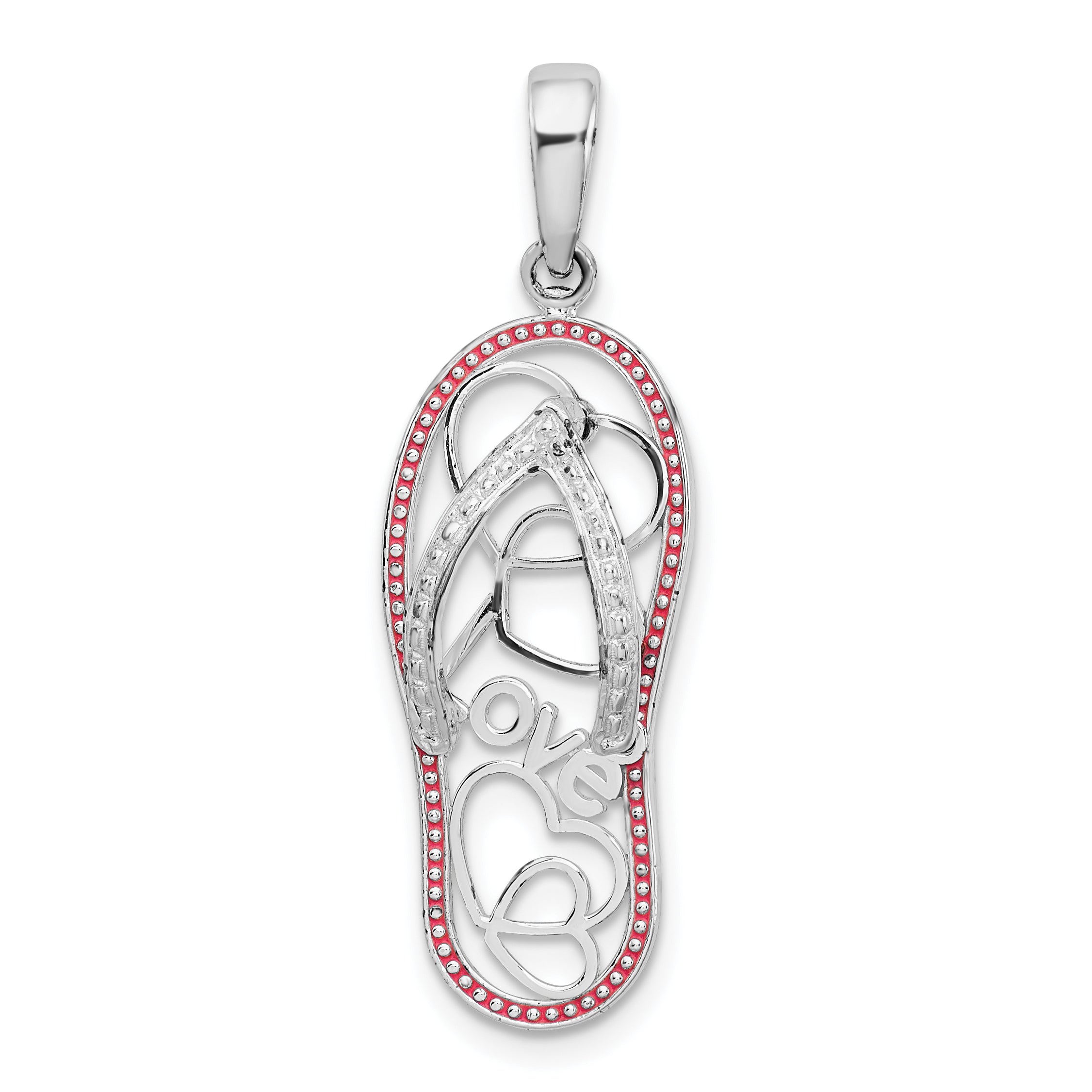 De-Ani Sterling Silver Rhodium-Plated Enameled LOVE Flip-flop Pendant