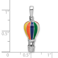 De-Ani Sterling Silver Rhodium-Plated 3D Enameled Hot Air Balloon Pendant