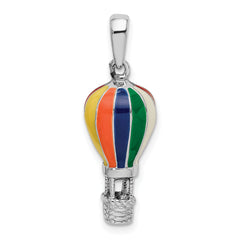 De-Ani Sterling Silver Rhodium-Plated 3D Enameled Hot Air Balloon Pendant