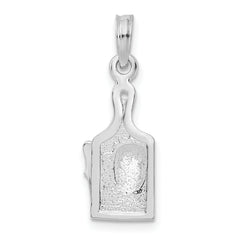 De-Ani Sterling Silver Rhodium-Plated Enameled Cheese Board with Knife Pendant