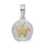 De-Ani Sterling Silver Rhodium-Plated Sand Dollar with 14k Starfish Pendant