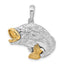 Jumping Bass Pendant in Sterling Silver & 14K Gold, 28mm Textured - Sophia Jewelers