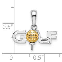 De-Ani Sterling Silver Rhodium-Plated Polished GOLF Tee with 14k Ball Pendant