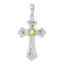 Fleur-de-Lis Cross Accent Pendant in Sterling Silver, 30mm Diamond-Cut - Sophia Jewelers
