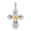Heart Cross Pendant in Sterling Silver & 14K Gold, 30mm Diamond-Cut - Sophia Jewelers