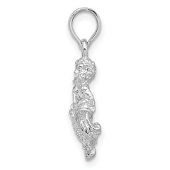 De-Ani Sterling Silver Rhodium-Plated Polished 3D Aquarius Zodiac Pendant