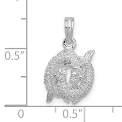 De-Ani Sterling Silver Rhodium-Plated Polished 3D Pisces Zodiac Pendant