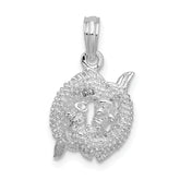 De-Ani Sterling Silver Rhodium-Plated Polished 3D Pisces Zodiac Pendant