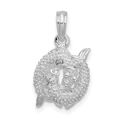 De-Ani Sterling Silver Rhodium-Plated Polished 3D Pisces Zodiac Pendant
