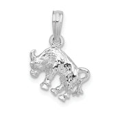 De-Ani Sterling Silver Rhodium-Plated Polished 3D Taurus Zodiac Pendant