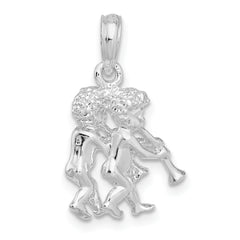 De-Ani Sterling Silver Rhodium-Plated Polished 3D Gemini Zodiac Pendant
