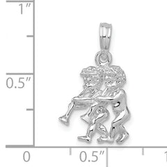 De-Ani Sterling Silver Rhodium-Plated Polished 3D Gemini Zodiac Pendant