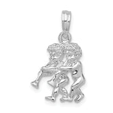 De-Ani Sterling Silver Rhodium-Plated Polished 3D Gemini Zodiac Pendant