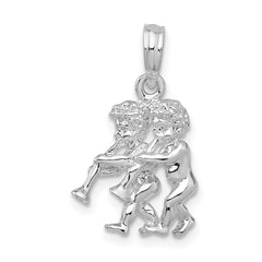 De-Ani Sterling Silver Rhodium-Plated Polished 3D Gemini Zodiac Pendant