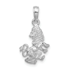 De-Ani Sterling Silver Rhodium-Plated Polished 3D Leo Zodiac Pendant