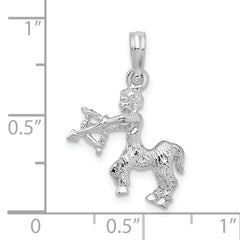 De-Ani Sterling Silver Rhodium-Plated Polished 3D Sagittarius Zodiac Pendant